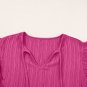 Rose Red Textured Ruffled Sleeve V Neck Top