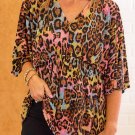 White Leopard Print Wide Sleeve Peplum Hem Blouse