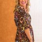 White Leopard Print Wide Sleeve Peplum Hem Blouse