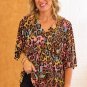 White Leopard Print Wide Sleeve Peplum Hem Blouse