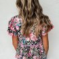 Pink Ricrac Floral Tiered Short Sleeve Blouse