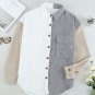 White Color Block Button Shirt with Pocket