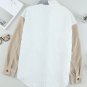 White Color Block Button Shirt with Pocket