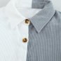 White Color Block Button Shirt with Pocket