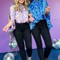 Blue Animal Printed Mock Neck Detail Caftan Top