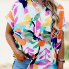 Multicolour Abstract Leafy Print Short Sleeve Shirt