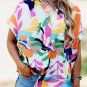Multicolour Abstract Leafy Print Short Sleeve Shirt