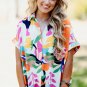 Multicolour Abstract Leafy Print Short Sleeve Shirt