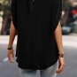 Black Swiss Dot Mock Neck Batwing Sleeve Blouse