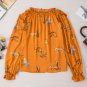 Orange Cheetah Printed Ruffled Sleeve Blouse