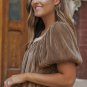 Simply Taupe Pleated Puff Sleeve Square Neck Blouse