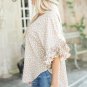 Khaki Dolman Ruffled Sleeve Loose Blouse