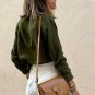 Jungle Green Crinkle Textured Button Up Long Sleeve Shirt