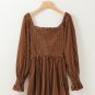 Chestnut Smocked Ribbed Velvet Babydoll Top
