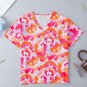 Rose Red Abstract Print V Neck Summer Blouse