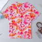 Rose Red Abstract Print V Neck Summer Blouse