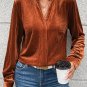 Gold Flame Frilled Collar Velvet Shirt