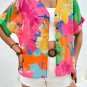 Multicolour Floral Print Folded Short Sleeve Shirt