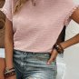 Light Pink Solid Textured Ruffled Short Sleeve Blouse