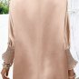 Smoke Gray Shirred Dolman Sleeve Satin Blouse
