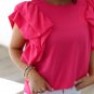 Rose Red Ruffled Sleeve Swiss Dot Blouse
