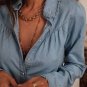 Dusk Blue Turn-down Collar Chambray Shirt