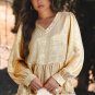 Gold Metallic Frilled V Neck Puff Sleeve Babydoll Blouse