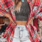 Red Plaid Print Loose Vintage Shirt