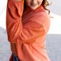 Russet Orange Swiss Dot Balloon Sleeve Loose Blouse