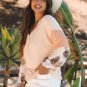 Polka Dot Puff Sleeve Patchwork V Neck Loose Blouse