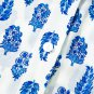 Sky Blue Boho Floral Printed Lantern Sleeve Frilled Neck Shirred Shirt