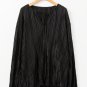 Black Textured Bubble Sleeve V Neck Loose Blouse