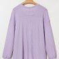 Orchid Petal Waffle V Neck Long Sleeve Drop Shoulder Loose Blouse