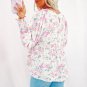 Pink Floral Print Shirred Balloon Sleeve Keyhole Back Babydoll Blouse