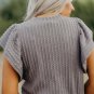 Sleet Solid Color Textured Flutter Sleeve Top