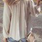 Beige Floral Embroidered Textured Puff Sleeve Loose Shirt