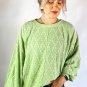 Light Green Solid Color Textured Side Split Crew Neck Blouse