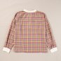 Pink Colorblock Plaid Patchwork Henley Blouse