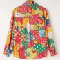 Rose Red Colorblock Abstract Print Button up Loose Shirt