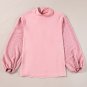 Gossamer Pink Swiss Dot Balloon Sleeve Loose Blouse