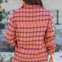 Red Plaid Long Sleeeve Side Split Distressed Hem Shirt