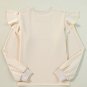 Jet Stream Solid Color Ruffled Shoulder Long Sleeve Blouse
