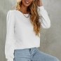 White Textured Puff Long Sleeve Round Neck Top