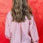 Pink Gingham Print Chest Pockets Buttoned Collared Shirt