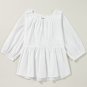 White Bow Knot Cutout Back Loose Fit 3/4 Sleeve Blouse