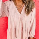 Light Pink Textured Tiered Flowy Blouse