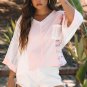 Delicacy Floral Lace Crochet Patchwork Batwing Sleeve Blouse