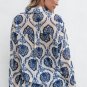 Blue Tribal Pattern Buttoned Front Loose Shirt