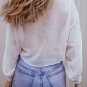 White Solid Knotted Front Loose Fit Sheer Shirt
