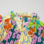 Multicolour Abstract Print Pleated Flutter Sleeve Blouse